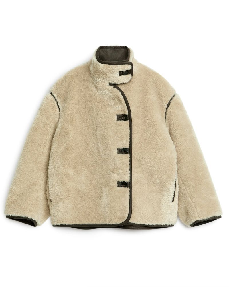 Shearling faux hot sale fur jacket