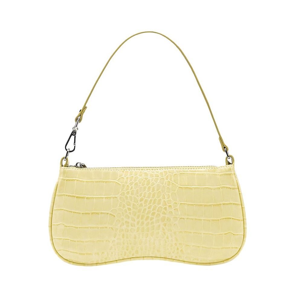 Eva Shoulder Handbag - Light Yellow Croc