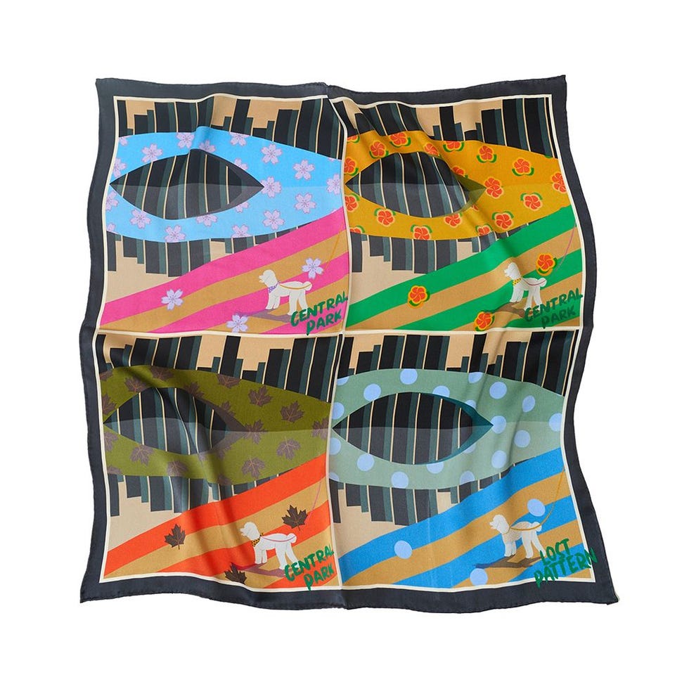 "Seasons in the Park" Silk Scarf - Black