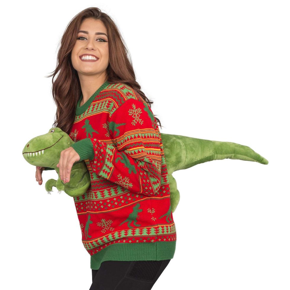 3D T-Rex Ugly Christmas Sweater 