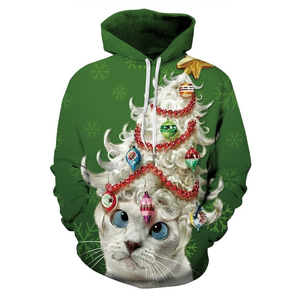 3D Cat Ugly Christmas Hoodie