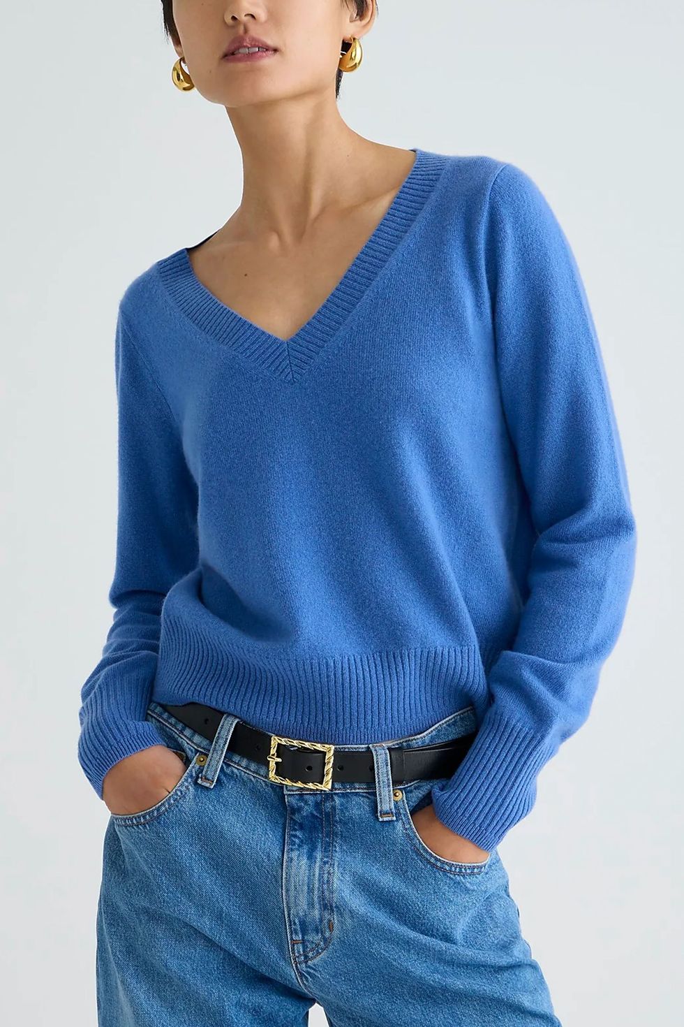 Cashmere Shrunken V-neck Sweater
