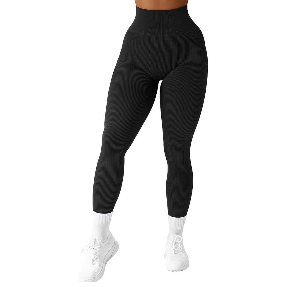 SUUKSESS Women Ribbed Seamless Leggings High Waisted Workout Gym Yoga Pants  in 2023
