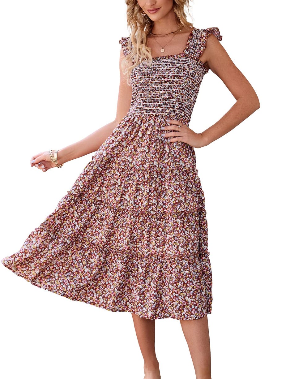 Boho Smocked Sleeveless Dress