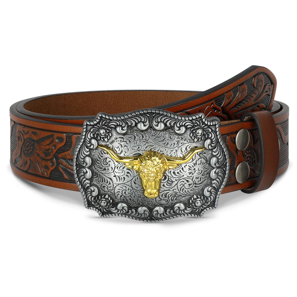 Cowboy Belt with Longhorn Bull Buckle