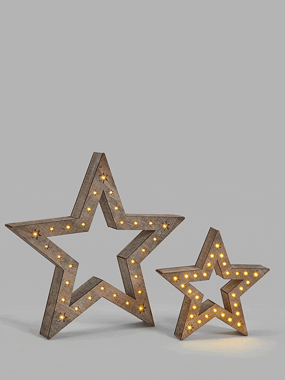 60 LED Wooden Star Duo