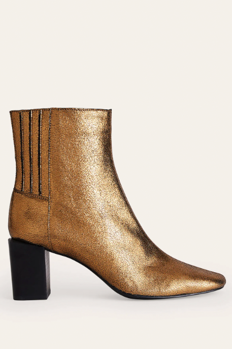 Block-Heel Leather Ankle Boots