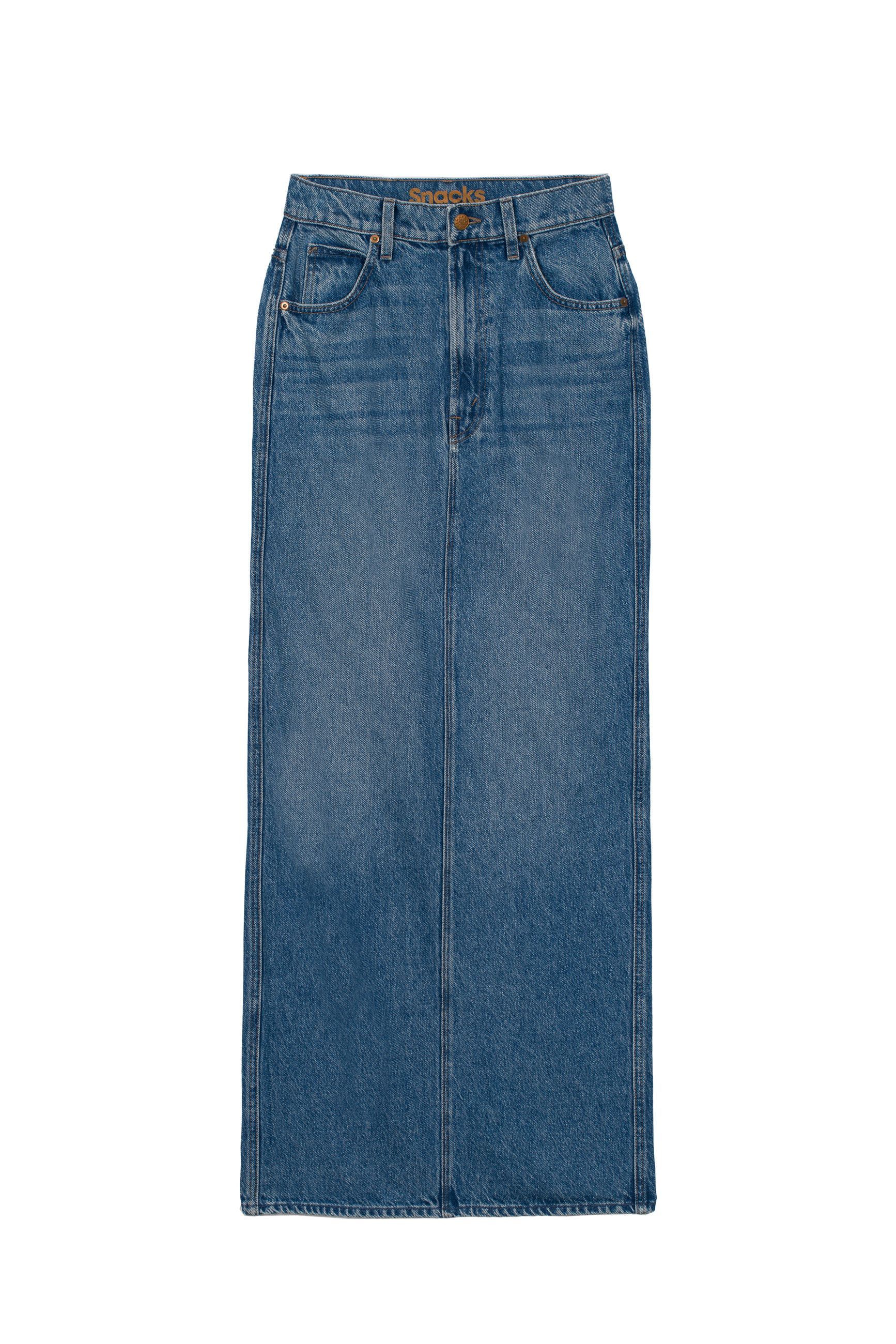 Long denim skirt on sale fashion