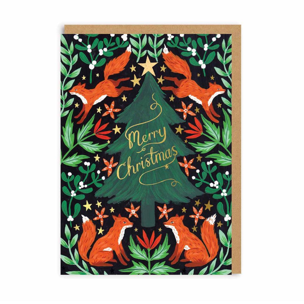 Fox Christmas Tree Christmas Card