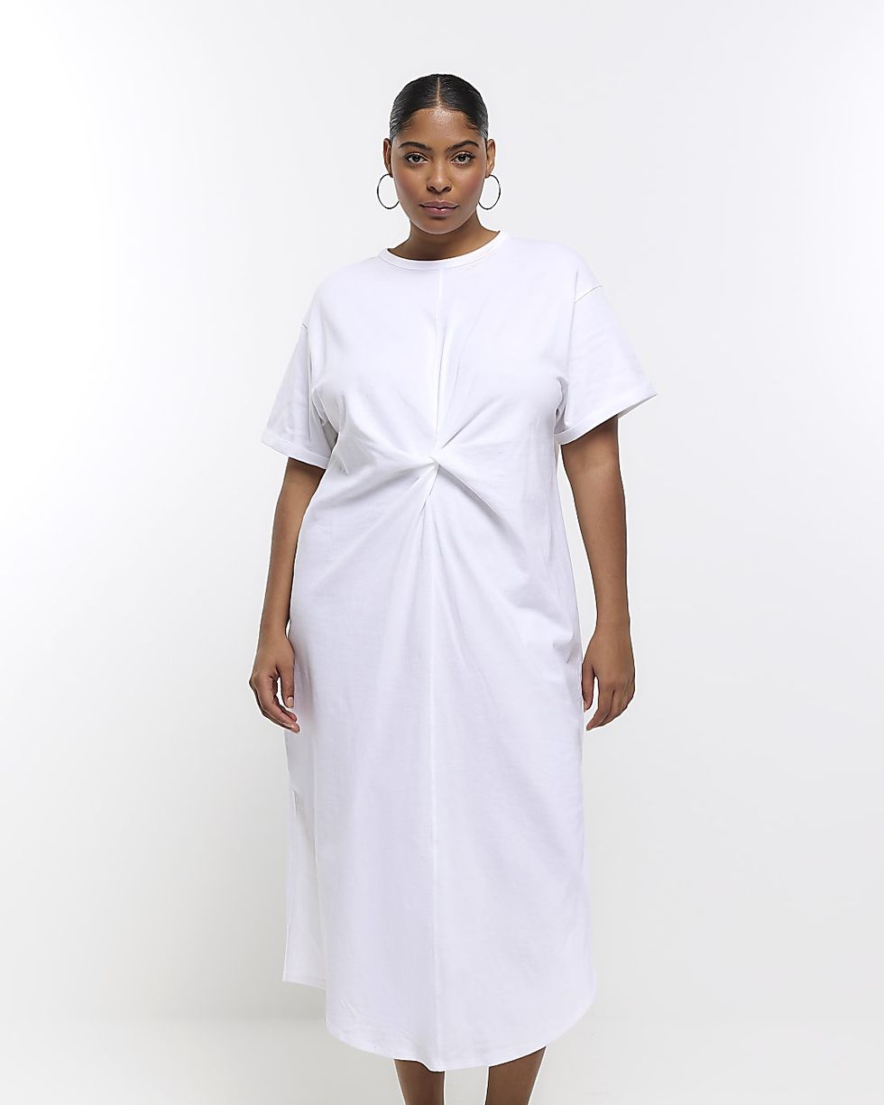 White Twist Midi Dress