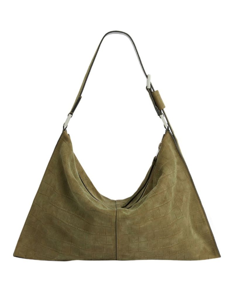 Chic Olive Green Purse - Suede Leather Purse - Top Handle Purse