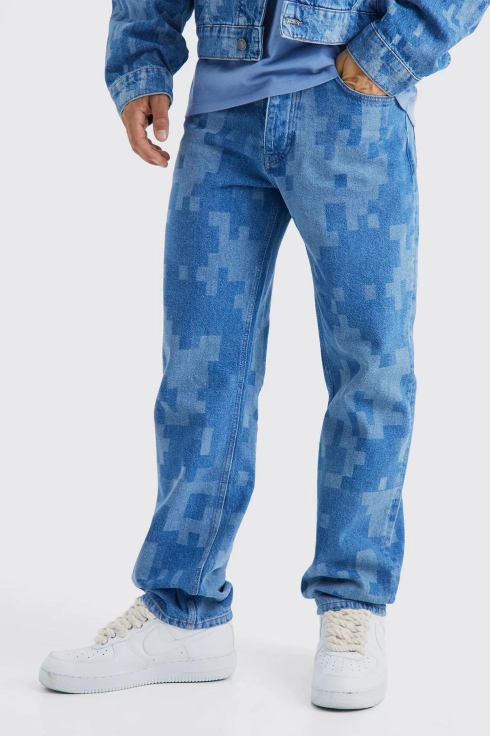 Relaxed Rigid Camo Laser Print Jeans