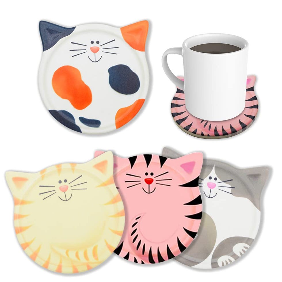 Cat Shaped Ceramic Coasters, Set of 4 Cat Shaped Ceramic Coasters, Set of 4