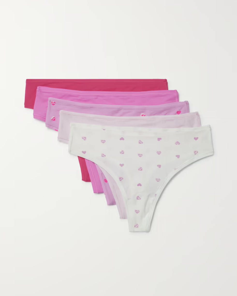 Set of Five Fits Everybody Stretch-jersey Thongs