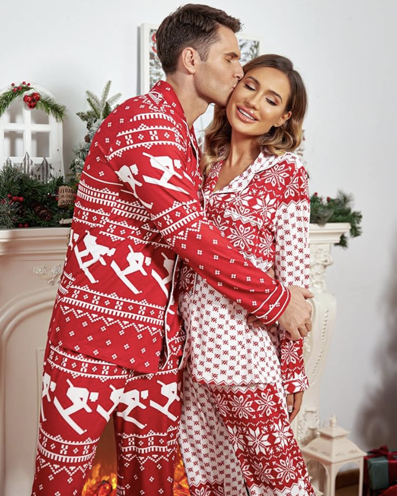  Couples Matching Pajamas Personalized Silk Long Sleeve  Sleepwear Satin Soft Button Down Loungewear Pjs Set XS-3X : Handmade  Products