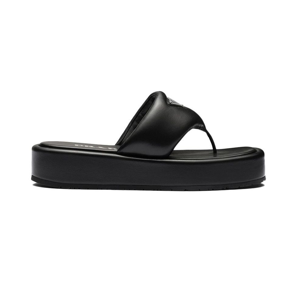 Soft Padded Nappa Leather Thong Wedge Sandals