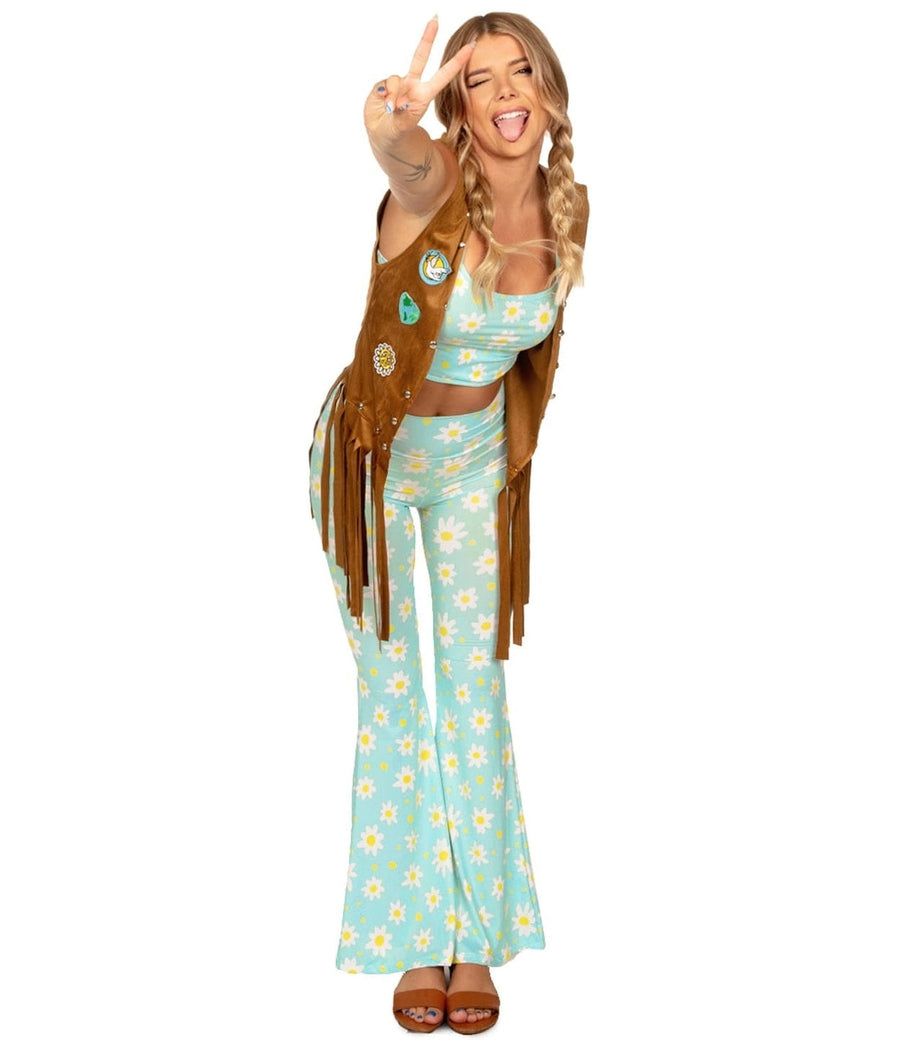 70's Women Clothes Hippie Costume, Groovy Hippie Bell Bottom Length Ethnic  Boho Flared Costume Pant with Headband Peace Sign Necklace and Earrings  (XXL) : : Jewellery