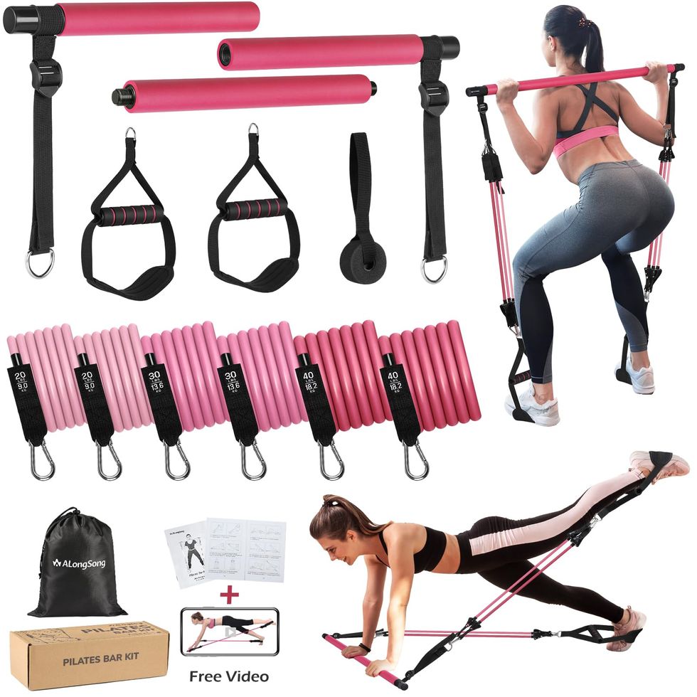 MALOOW Portable Pilates Bar with Adjustable Resistance Bands & Travel Bag,  Pink, 1 Piece - Kroger