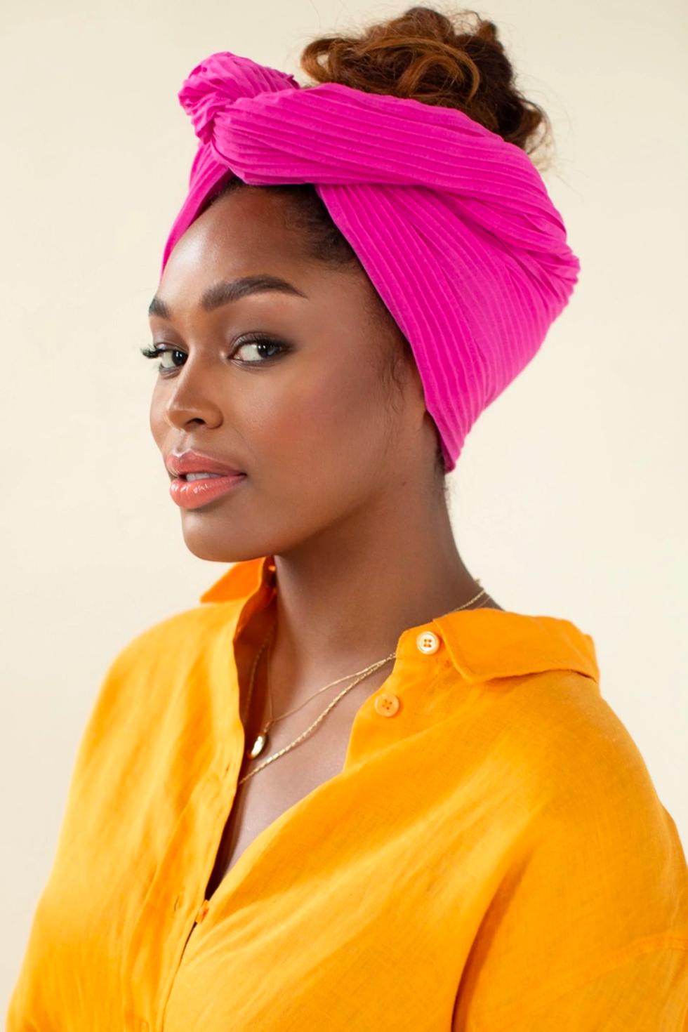 Pleated Head Wrap in Rose Violet
