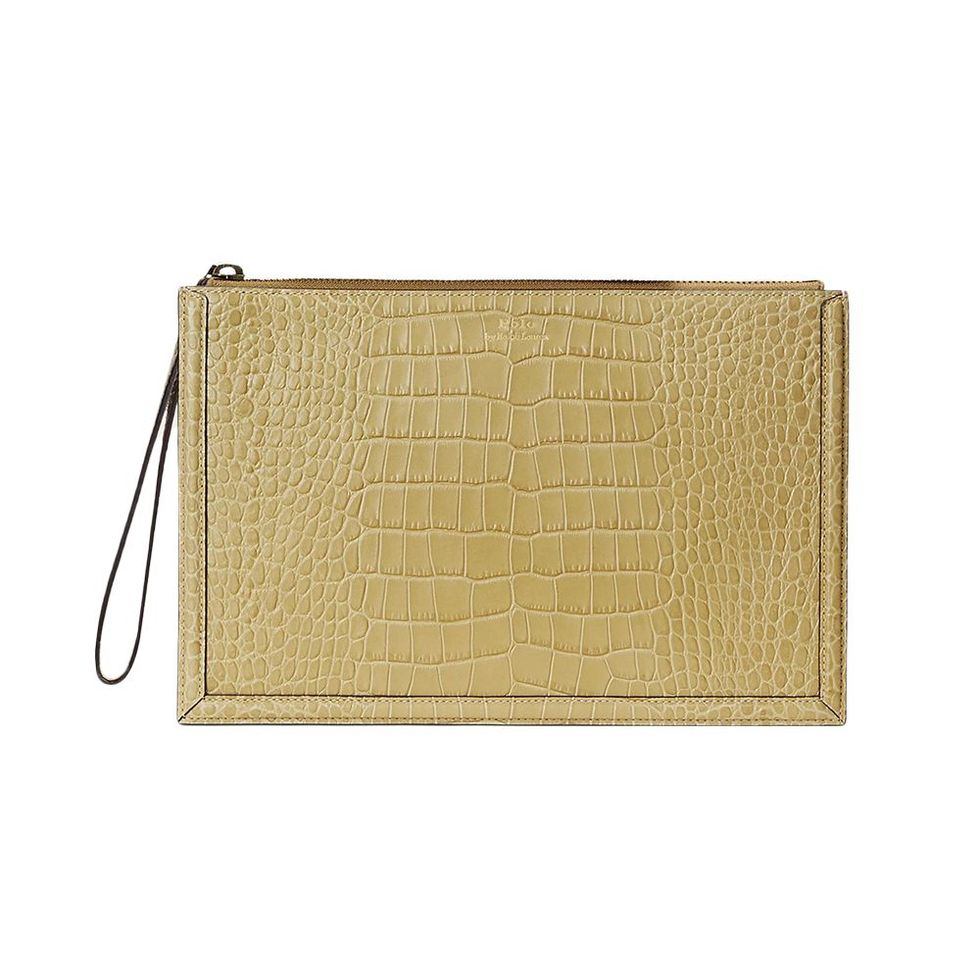Embossed Leather Envelope Clutch 