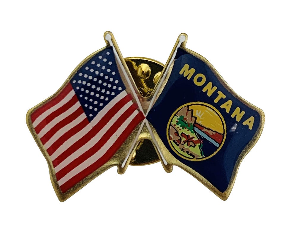 Montana and U.S. Crossed Flags Pin