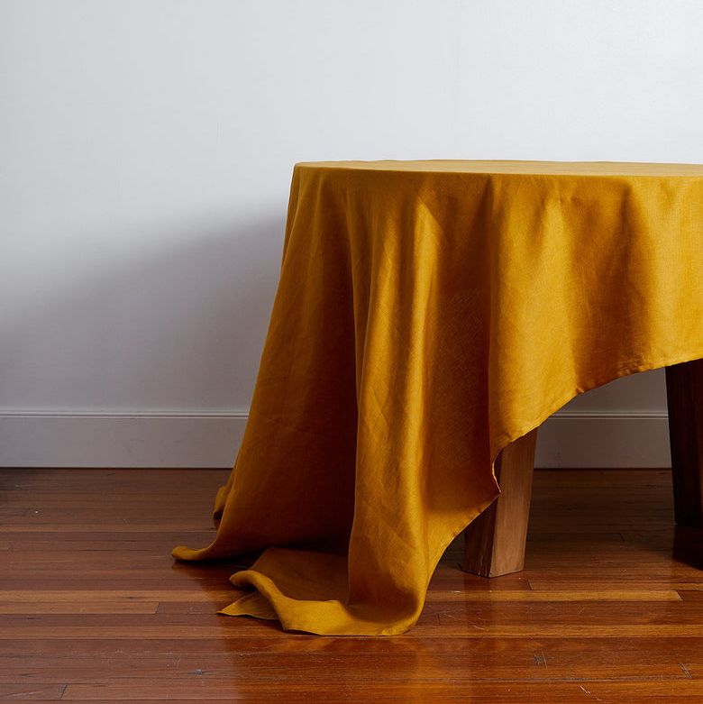Turmeric 100% French Flax Linen Tablecloth