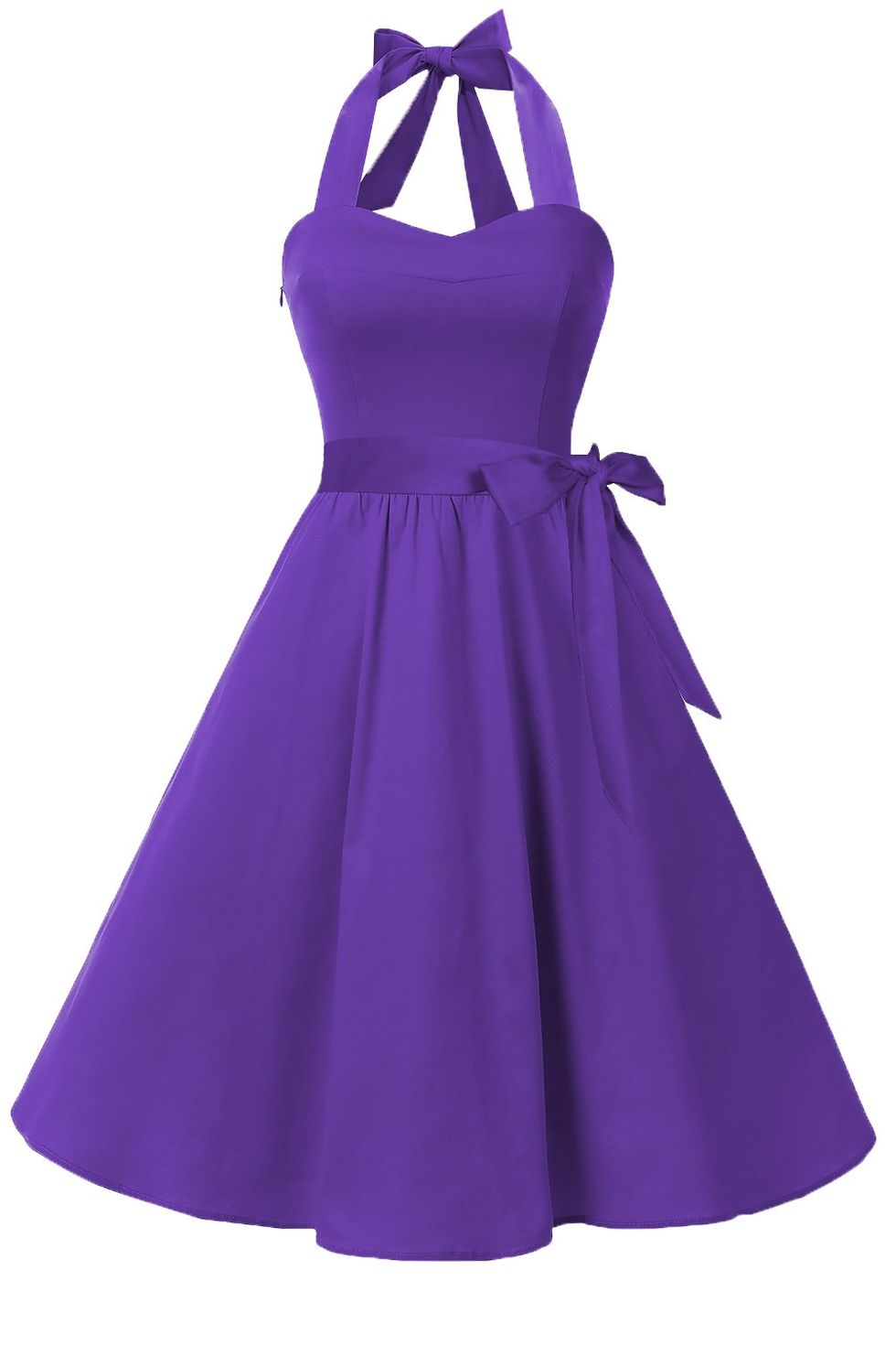 Purple Retro Halter Dress