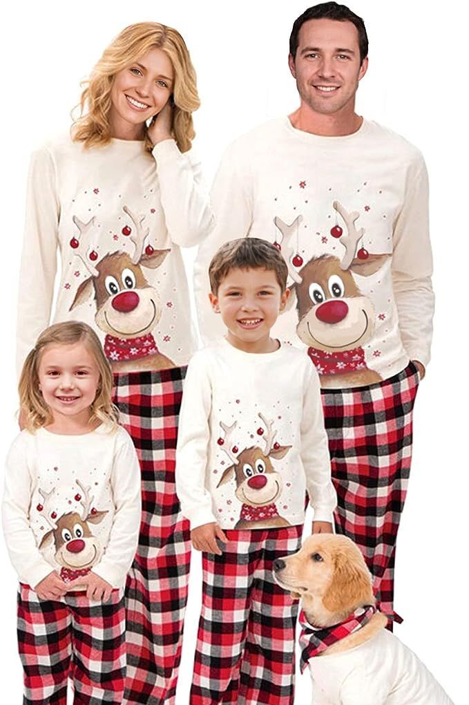 Family Christmas Pajamas Matching Sets Green Plaid Shirt Loose Pants Xmas  Matching Pjs Holiday Home Xmas Family Sleepwear Set