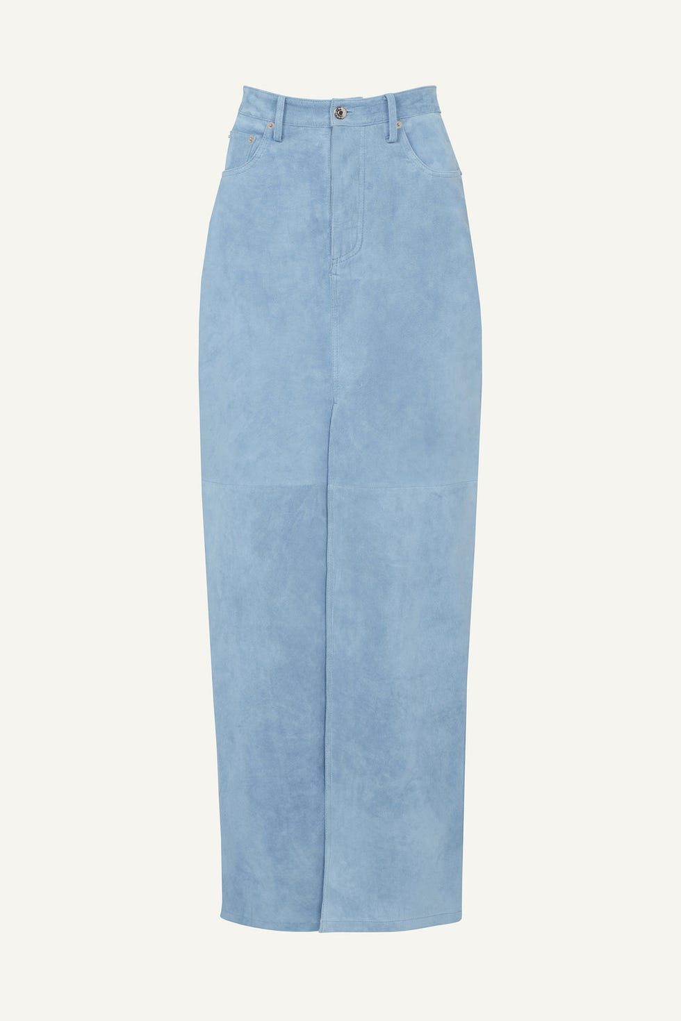 Chicago Suede Maxi Skirt - Sky Blue