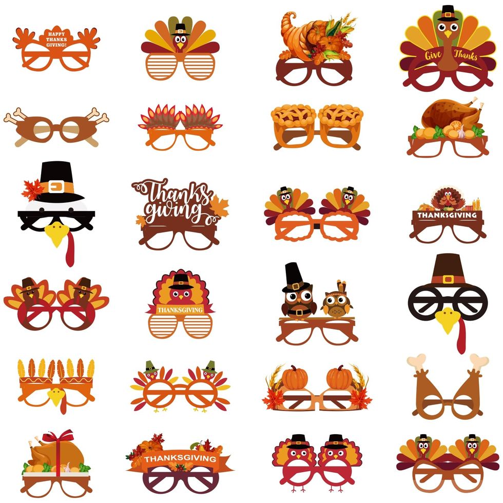 Big Dot of Happiness Happy Turkey Day Paper Straw Decor - Thanksgiving  Striped Decorative Straws - Set of 24