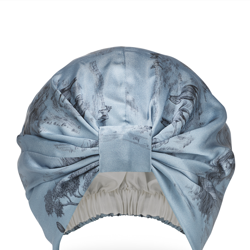 Toile de Jouy Shawl Ivory and Blue Wool, Silk and Cotton