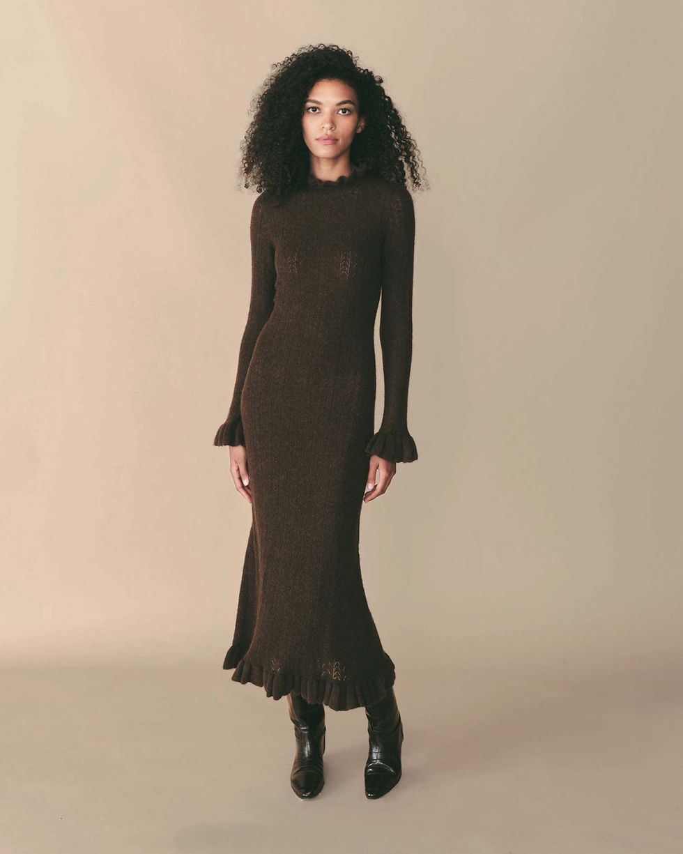 Girls Long Sleeve Cable Knit Cut Out Sweater Dress