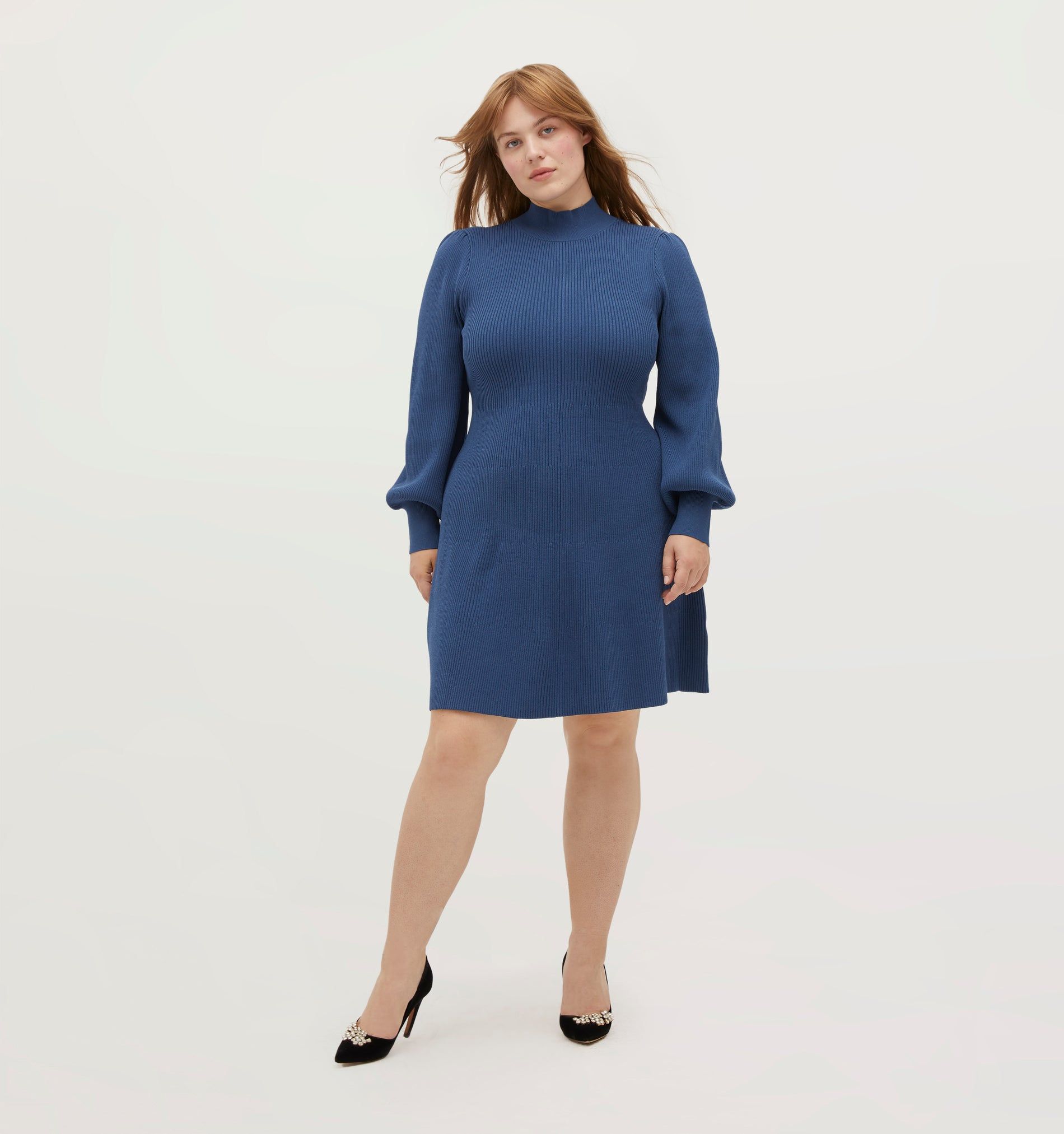 Navy blue outlet turtleneck dress