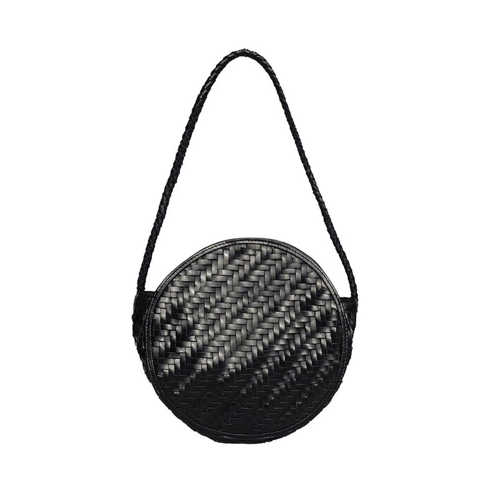 Audrey Micro: Croc-Embossed Designer Crossbody Bag, Black/Taupe