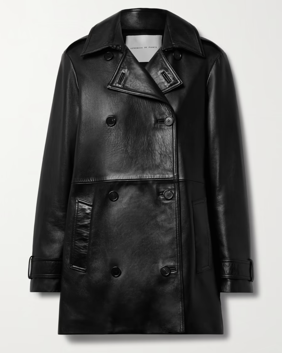 Charlotte Double-Breasted Leather Trench Coat