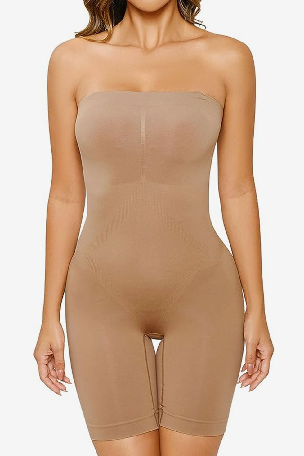 Strapless Seamless Mid-Thigh Shaper Jumpsuit