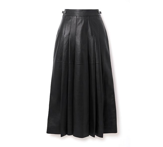 Long leather hotsell pleated maxi skirt