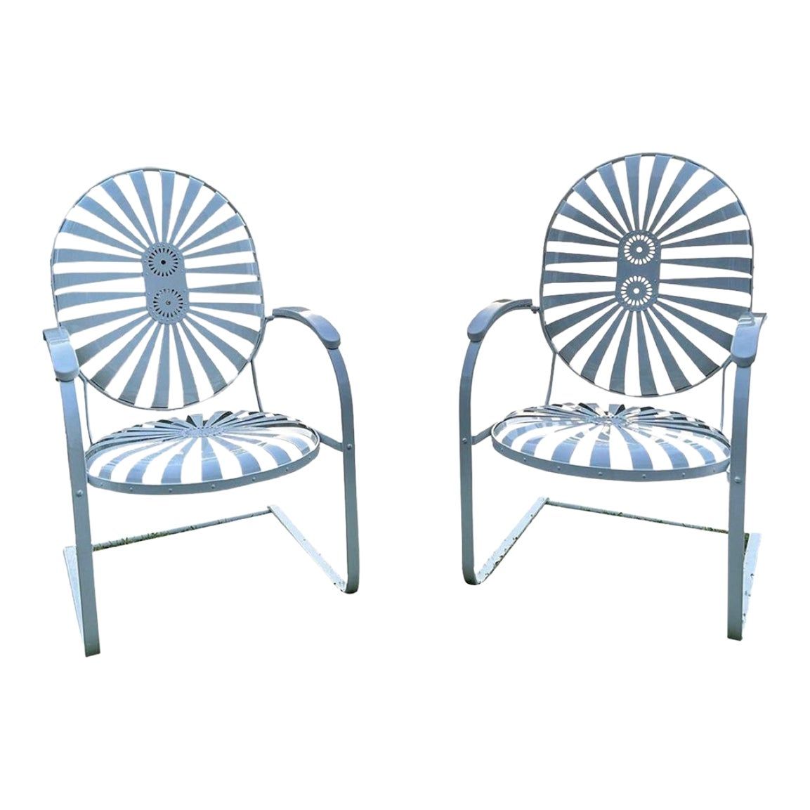 23 Beautiful Antique And Vintage Items On Sale Right Now   1696351037 1930s Restored Francois Carre Large Cantilever Garden Chairs A Pair 3495 