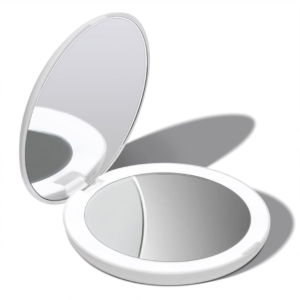 Buy Magnifying Compact Mirror for Purses with LED Ring Light Up