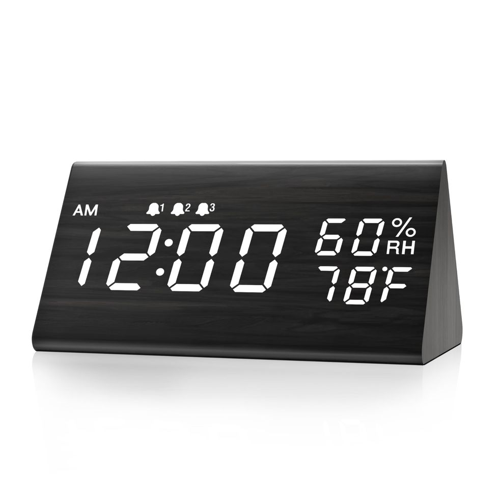 Digital Alarm Clock with Wooden LED Display