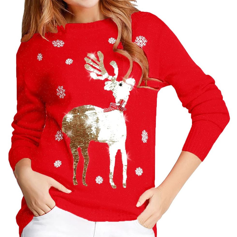 Shining Reindeer Ugly Christmas Sweater