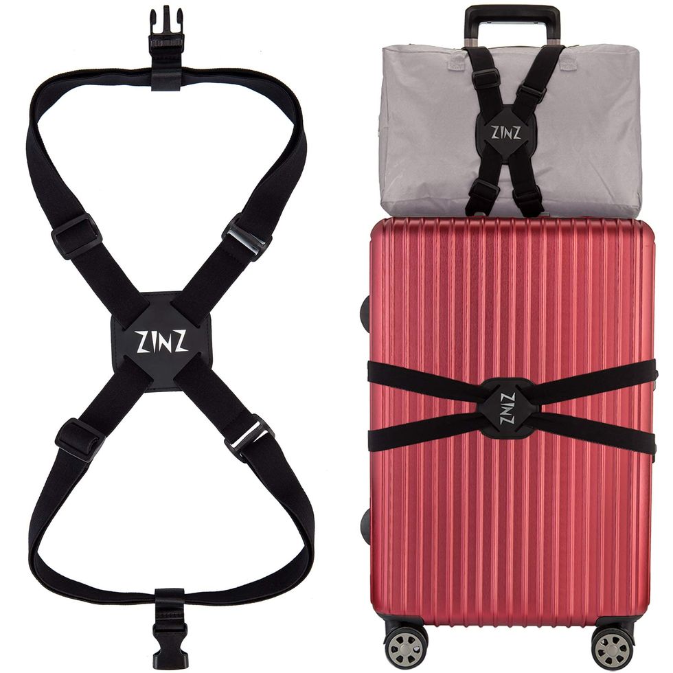 Luggage Straps,Two Add a Bag Suitcase Strap Belt,Adjustable Travel  Attachment Accessories for Connect Your Three Luggage Together - 2  Pack(Black)