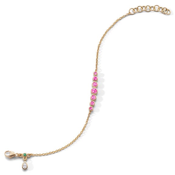 Bezel Set Round Pink Sapphire Tennis Bracelet in 18K Gold Bezel Set Round Pink Sapphire Tennis Bracelet in 18K Gold