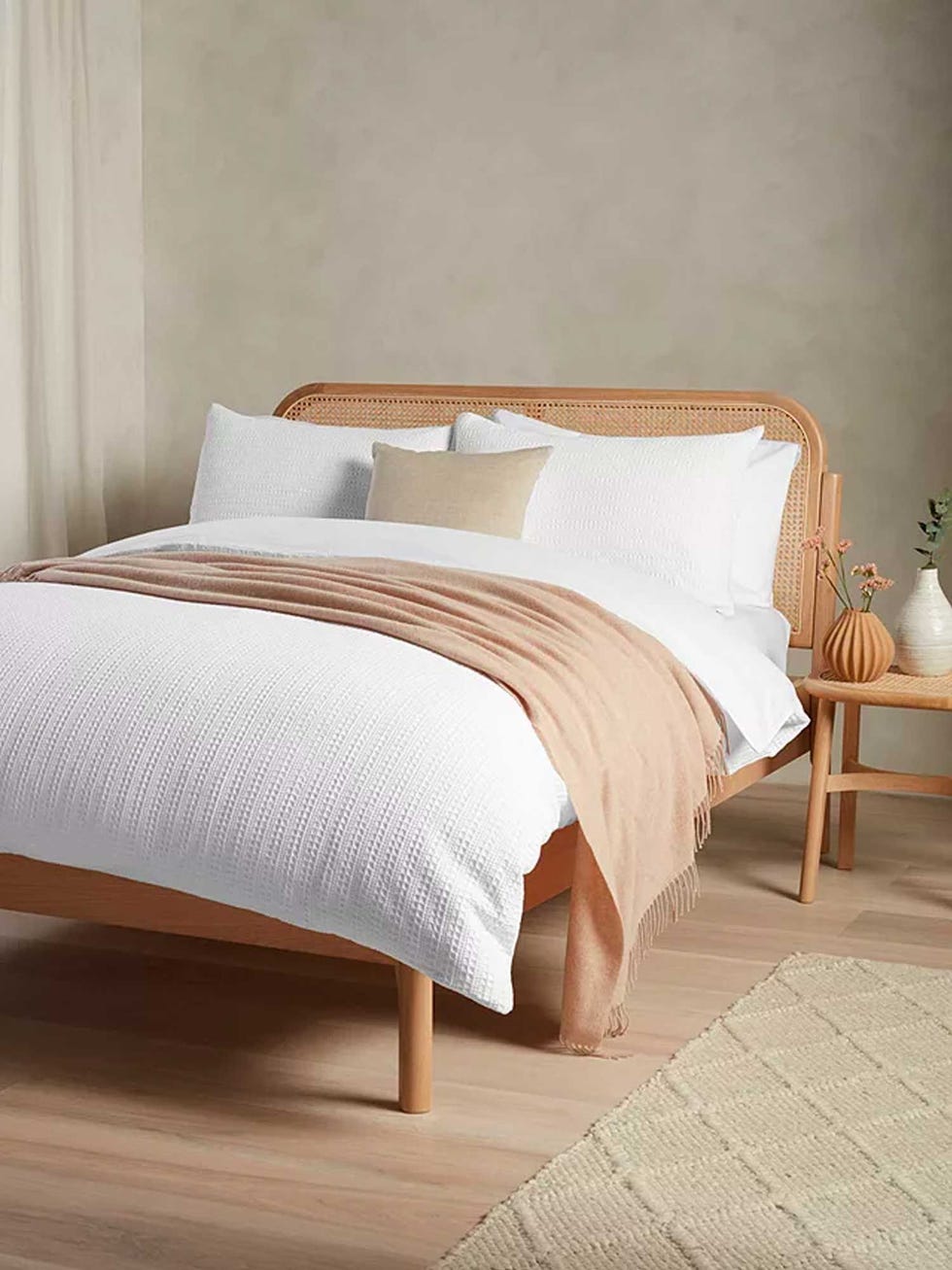 Stripe Waffle Double Duvet Cover, White-£12-£85