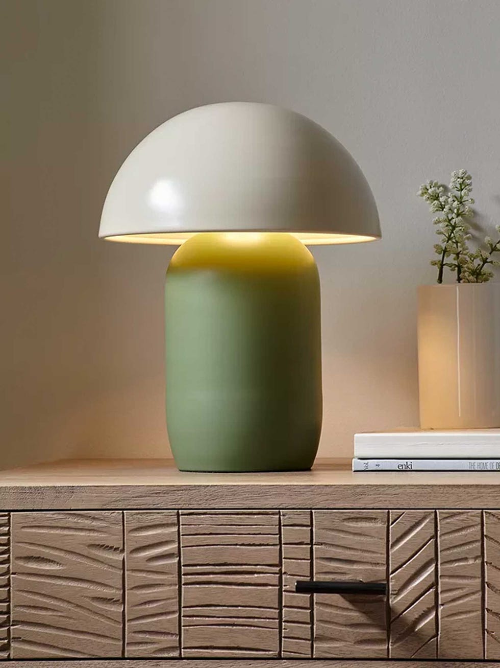 Mushroom Portable Dimmable Table Lamp, Putty/Green