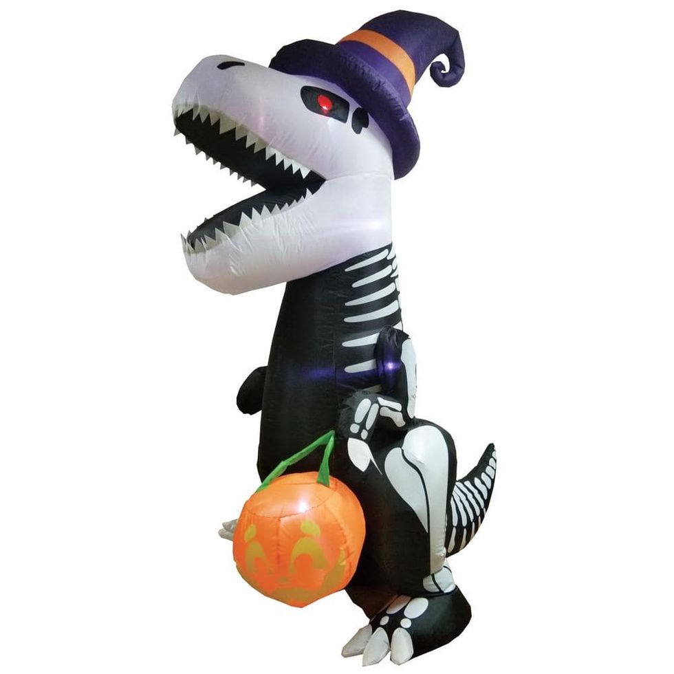 8-Foot Black, White, and Purple Skeleton Dinosaur Inflatable