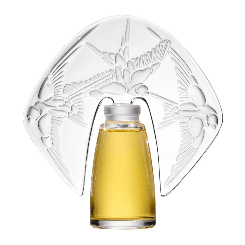 Amorem Rose Parfum Presented in a Lalique Crystal Flacon