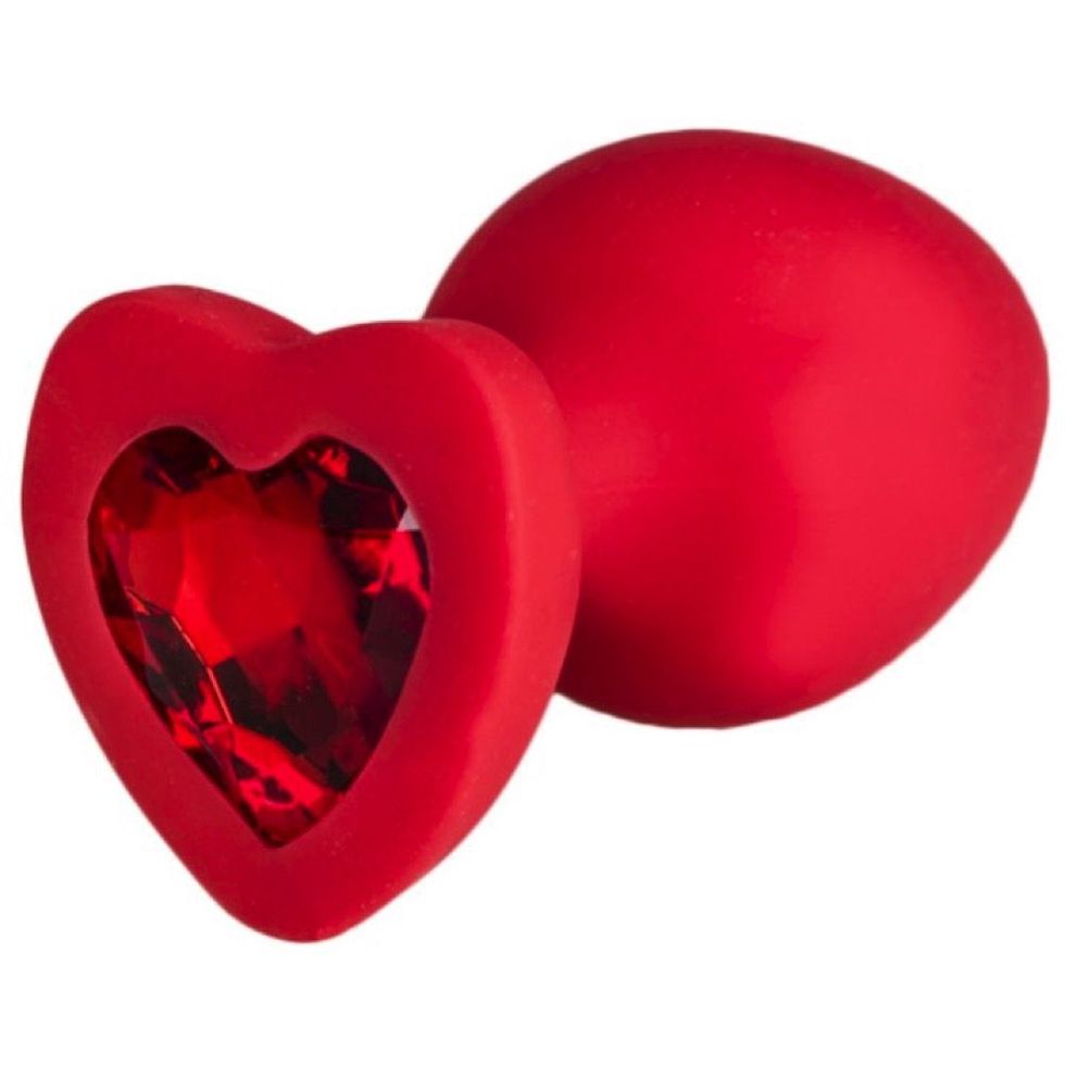 Bejewelled Red Silicone Heart Butt Plug