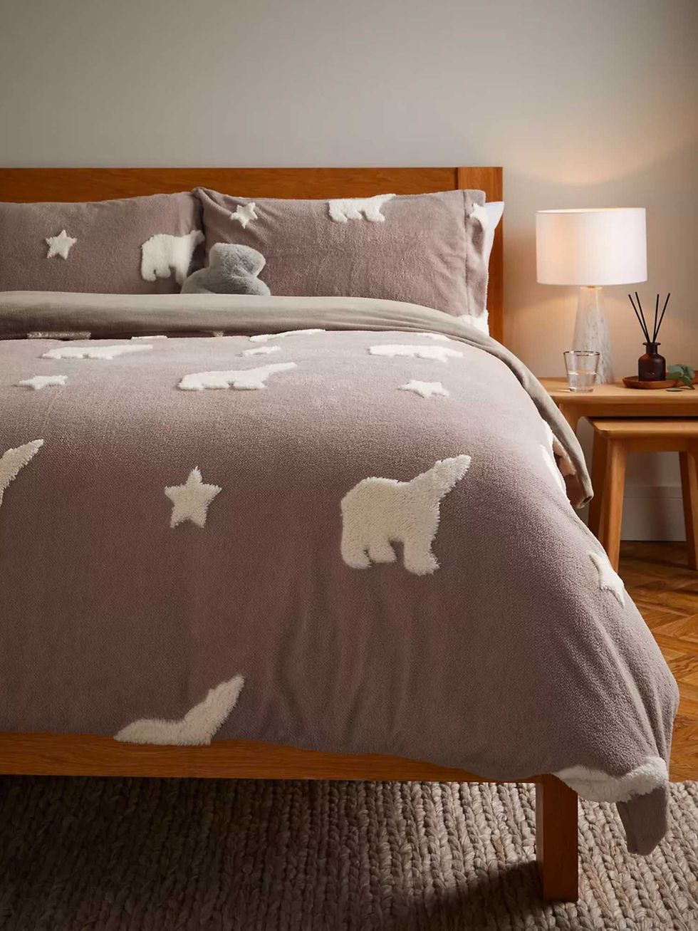 Carved Fleece Polar Bear Bedding Set, from £29.50
