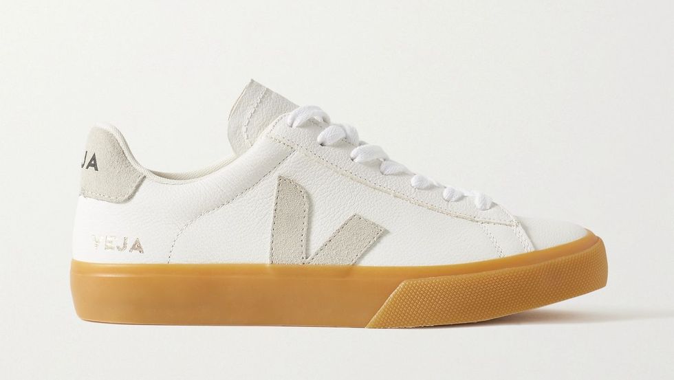Campo suede-trimmed textured-leather sneakers